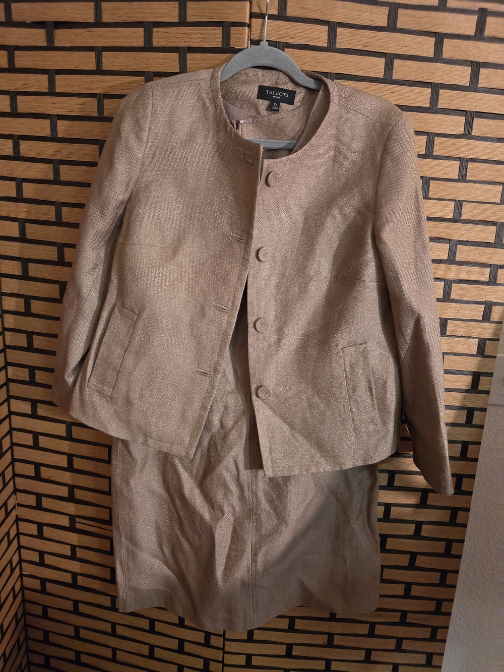 Talbots Women's Shimmer Tan Two-Piece Suit Jacket & Skirt